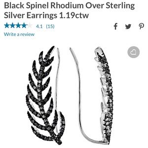 boho sterling silver black feather earrings🌿